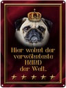 Blechschild 40x30 cm hier wohnt Hund der Welt