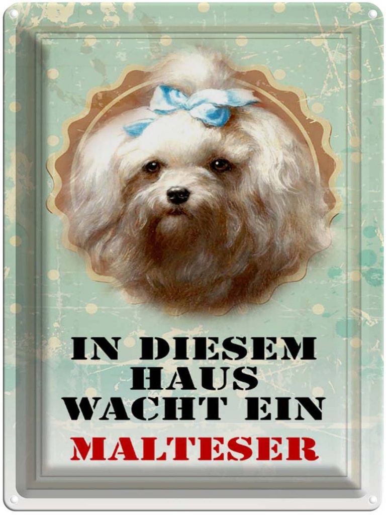 [LA-1790287] Blechschild 40x30 cm Hund in diesem Haus wacht Malteser