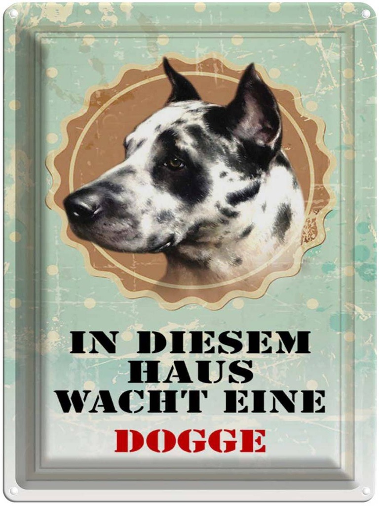 [LA-1790288] Blechschild 40x30 cm Hund in diesem Haus wacht eine Dogge