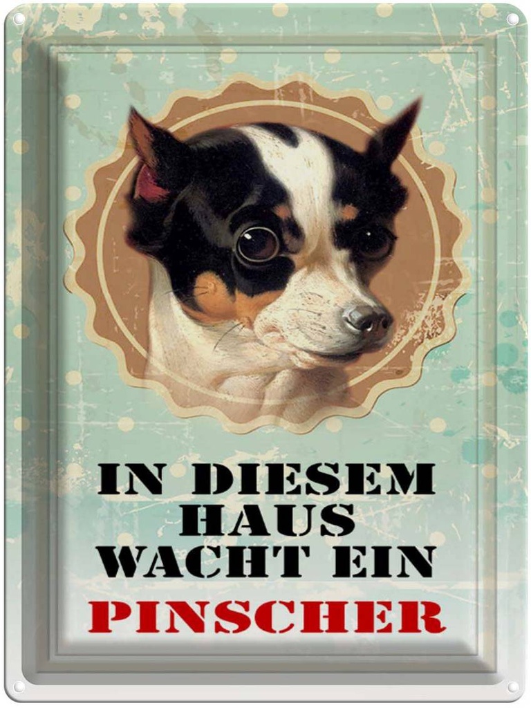 [LA-1790289] Blechschild 40x30 cm Hund in diesem Haus wacht Pinscher