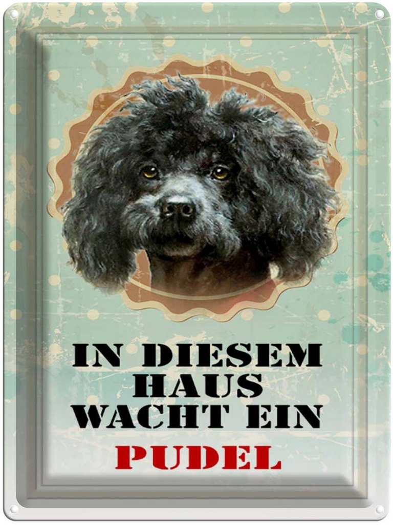 [LA-1790290] Blechschild 40x30 cm Hund in diesem Haus wacht ein Pudel