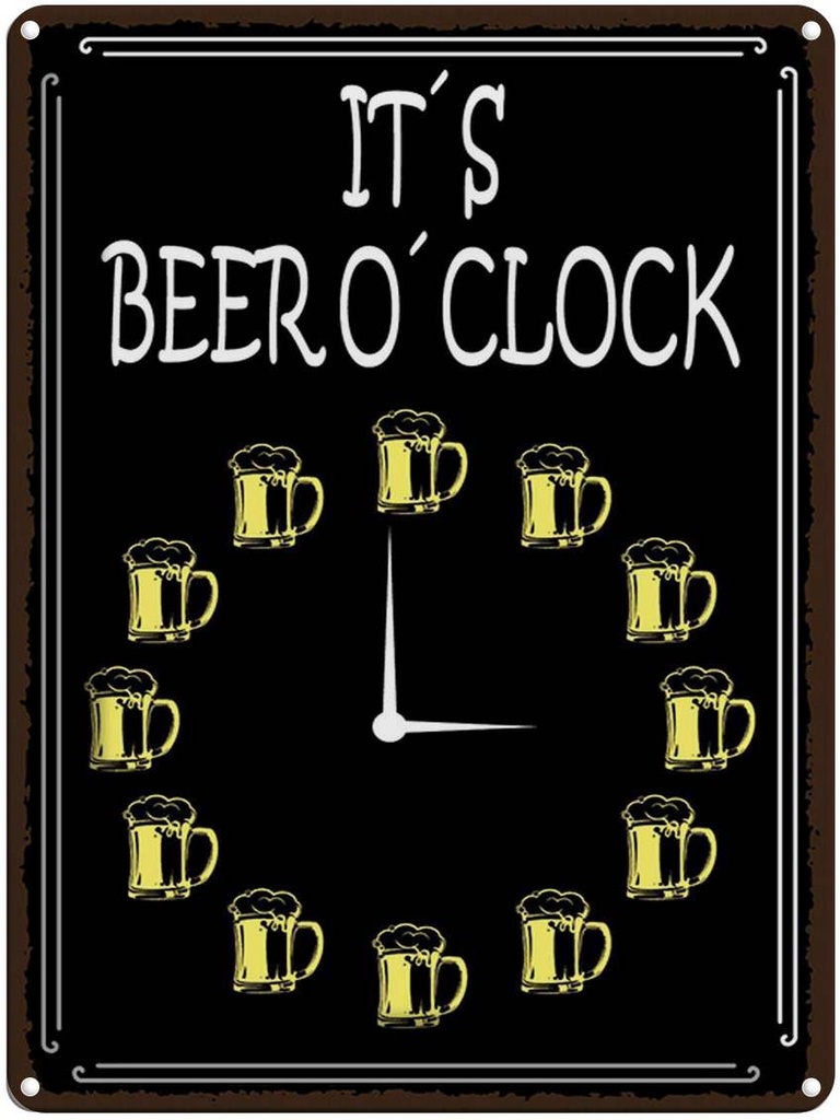 Blechschild 40x30 cm it´s Beer o´clock Bier Alkohol