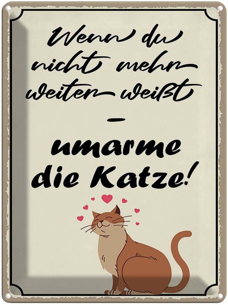 [LA-1790321] Blechschild 40x30 cm nicht weiter umarme die Katze