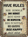 Blechschild 40x30 cm Hive rules bee humble honest