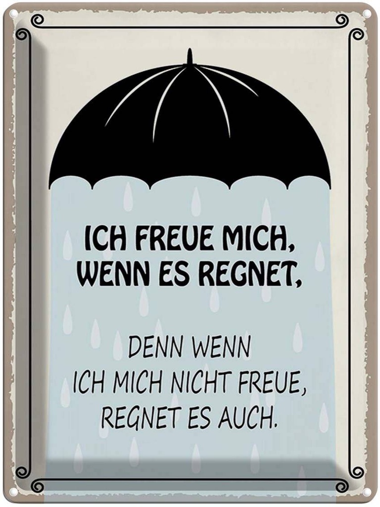 [LA-1790325] Blechschild 40x30 cm ich freue mich wenn es regnet Spruch Zitat