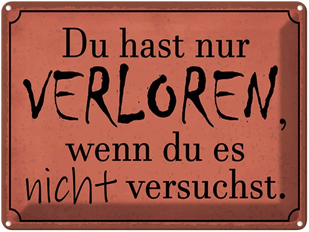 [LA-1790328] Blechschild 30x40 cm Du hast nur verloren wenn es Spruch Zitat