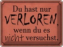 Blechschild 30x40 cm Du hast nur verloren wenn es Spruch Zitat