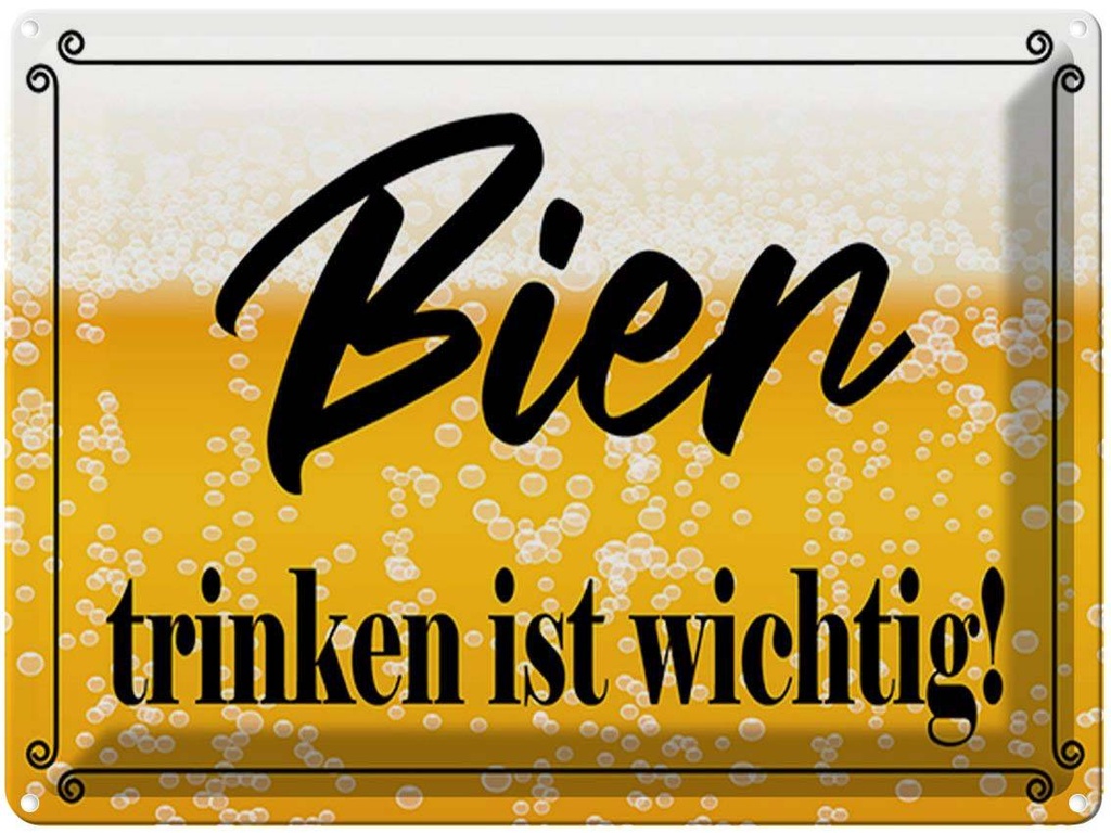 [LA-1790337] Blechschild 30x40 cm Bier trinken ist wichtig! Bar Club Alkohol