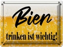 Blechschild 30x40 cm Bier trinken ist wichtig! Bar Club Alkohol