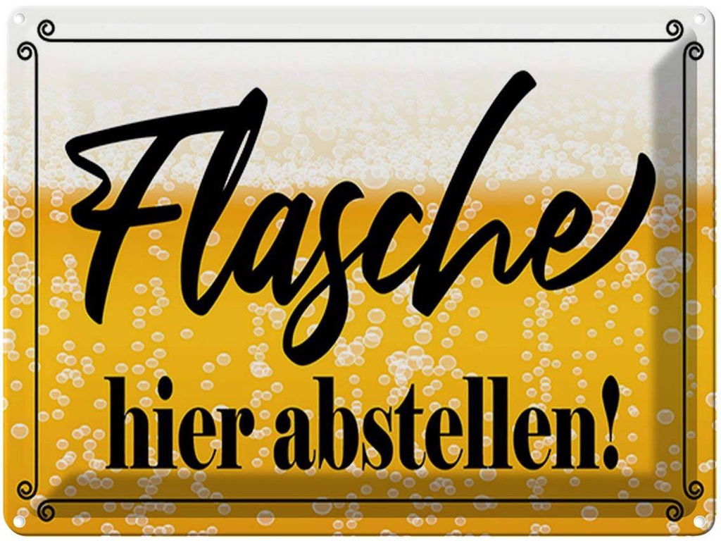 [LA-1790338] Blechschild 30x40 cm Flasche hier abstellen Bier Bar Club Alkohol