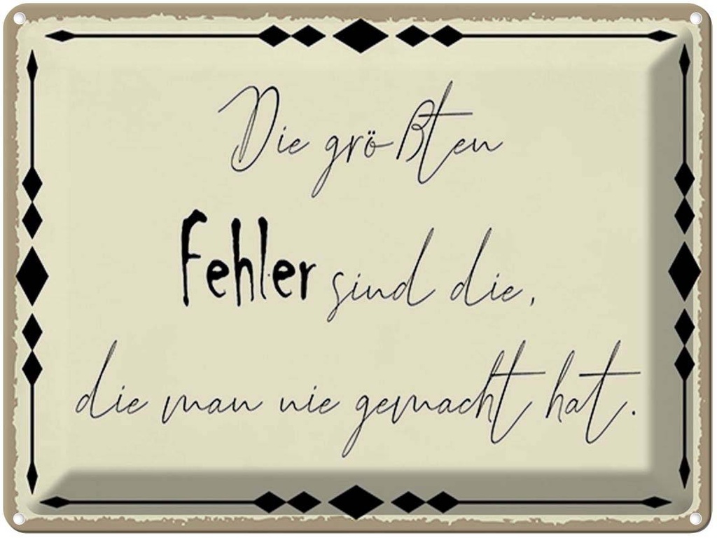 [LA-1790350] Blechschild 30x40 cm die größten Fehler sind Spruch Zitat
