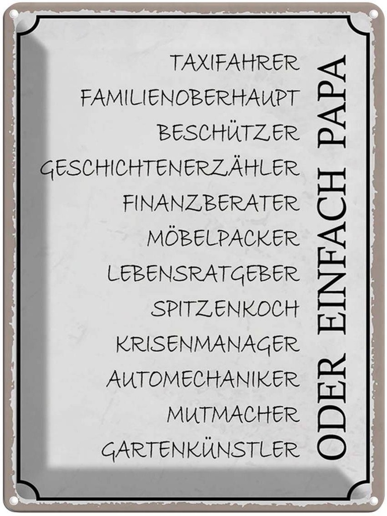 [LA-1790351] Blechschild 40x30 cm Papa Taxifahrer Beschützer Spruch Zitat