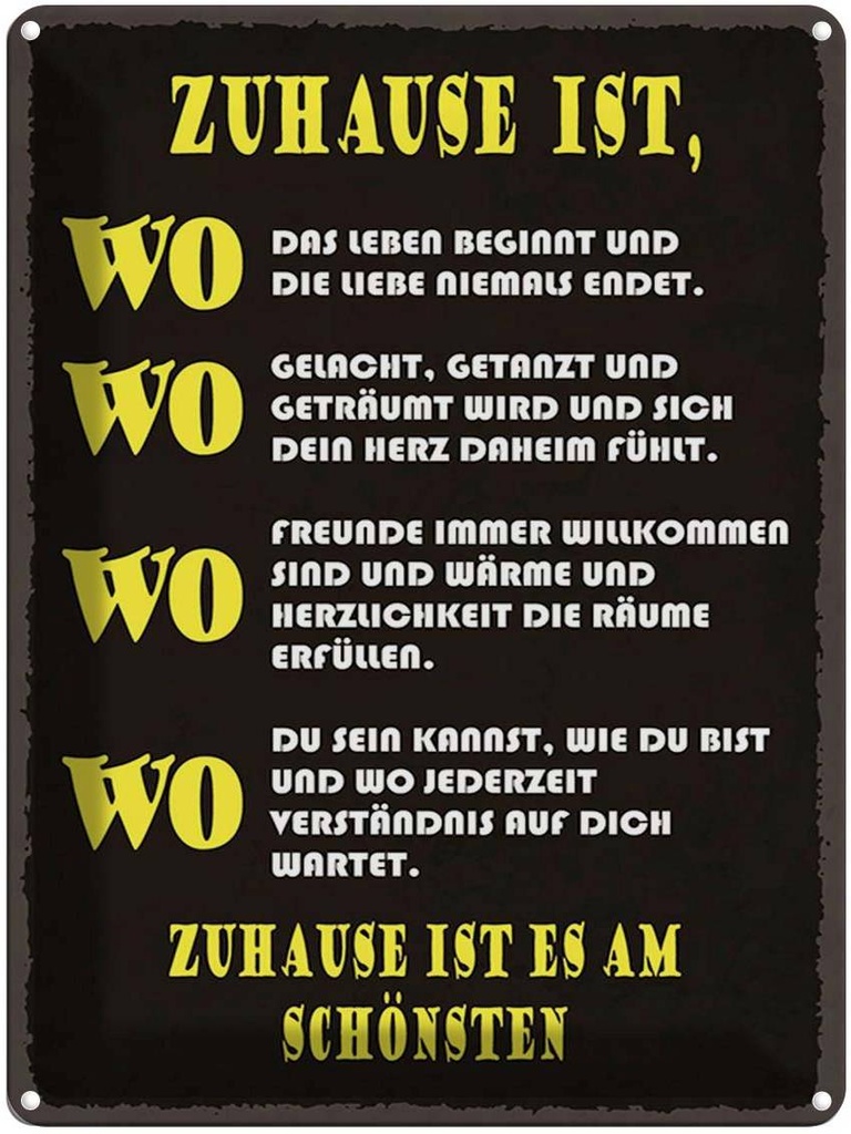 [LA-1790353] Blechschild 40x30 cm Zuhause ist wo Leben und Liebe Spruch Zitat