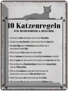 Blechschild 40x30 cm 10 Katzenregeln ich bin der Boss Spruch Zitat