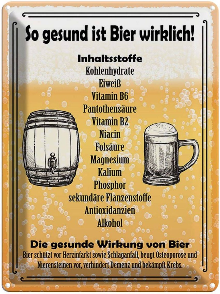 [LA-1790355] Blechschild 40x30 cm so gesund ist Bier wirklich Spruch Zitat