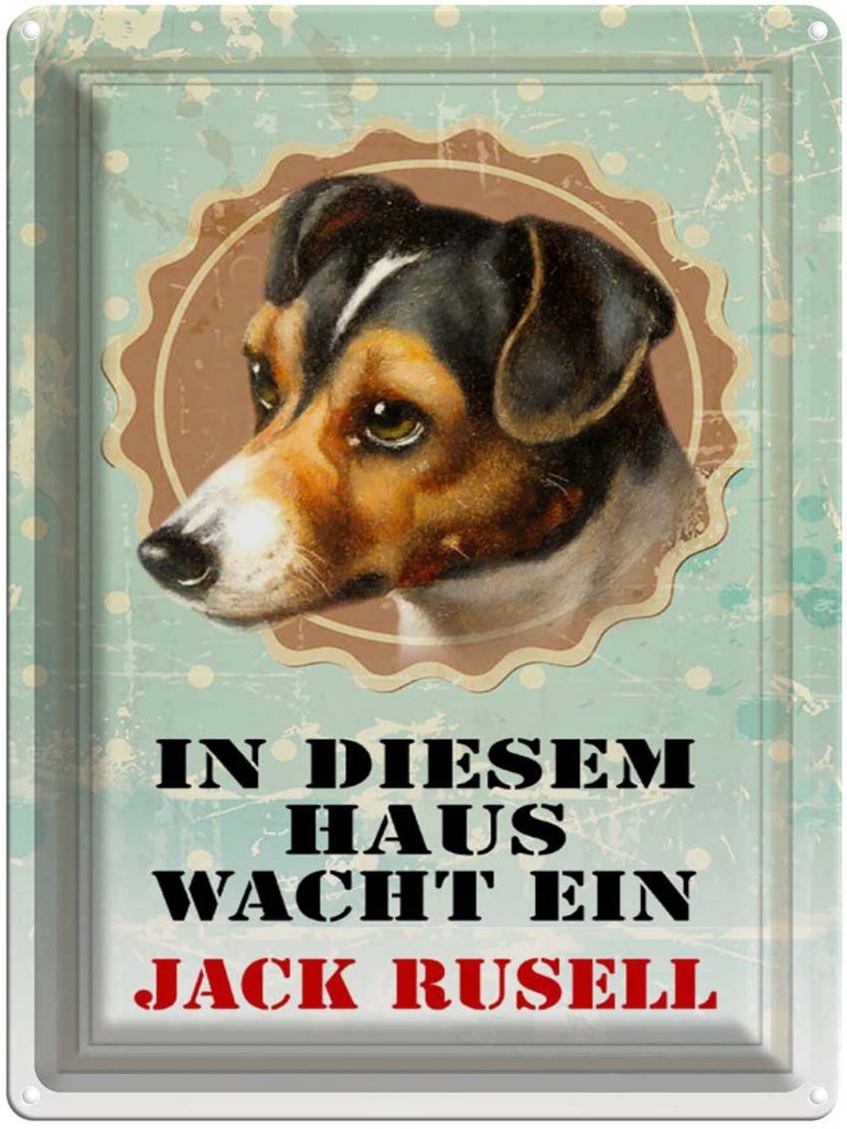 [LA-1790358] Blechschild 40x30 cm Hund in diesem Haus wacht Jack Russel