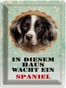Blechschild 40x30 cm Hund in diesem Haus wacht ein Spaniel