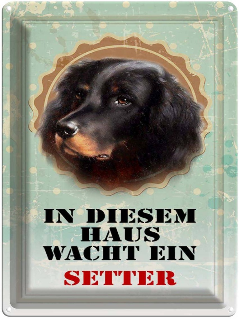 [LA-1790367] Blechschild 40x30 cm Hund in diesem Haus wacht ein Setter