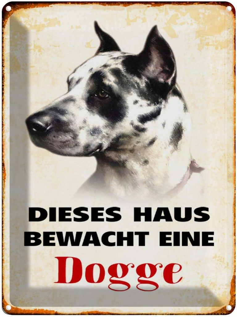 [LA-1790369] Blechschild 40x30 cm Hund dieses Haus bewacht eine Dogge