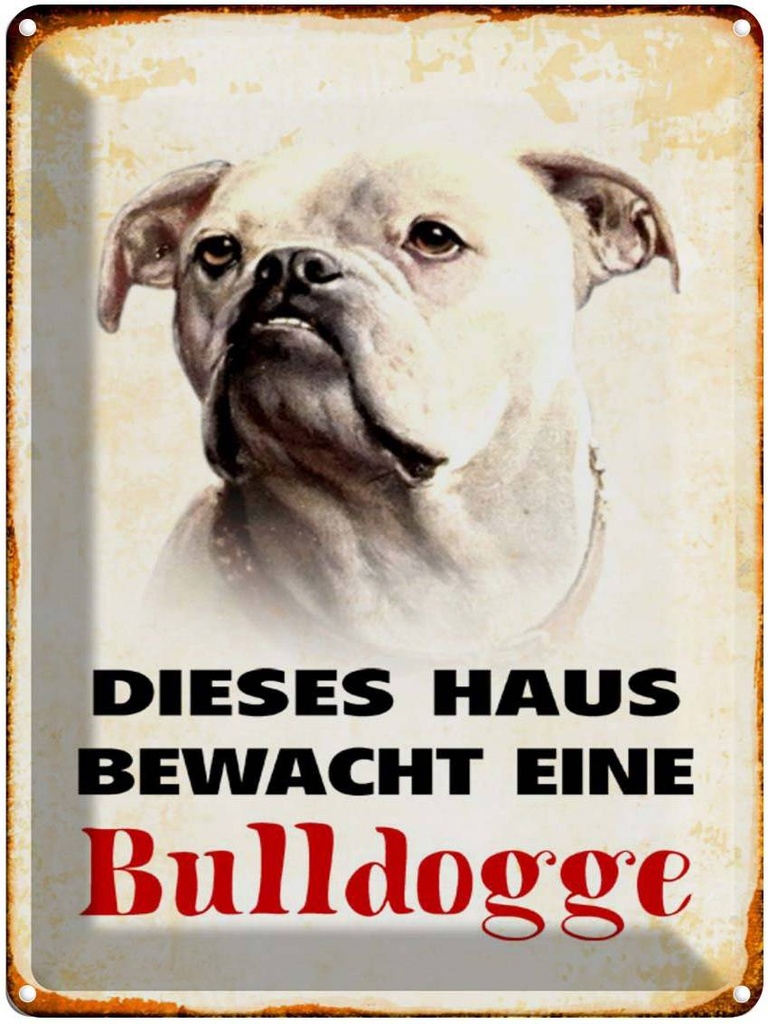 [LA-1790370] Blechschild 40x30 cm Hund dieses Haus bewacht eine Bulldogge