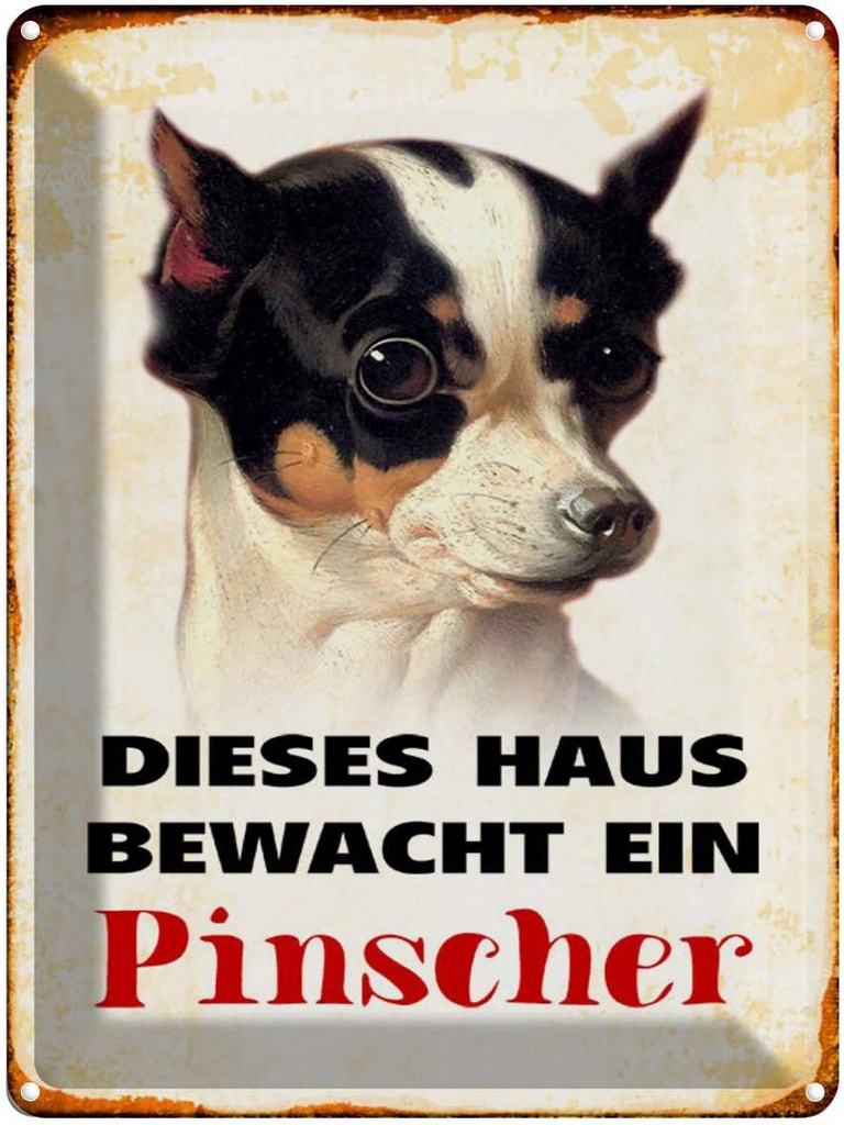 [LA-1790375] Blechschild 40x30 cm Hund dieses Haus bewacht ein Pinscher