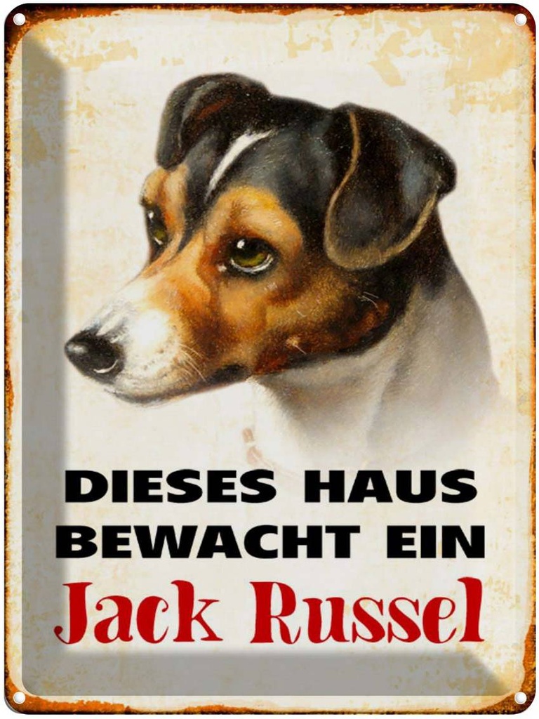 [LA-1790379] Blechschild 40x30 cm Hund dieses Haus bewacht Jack Russel