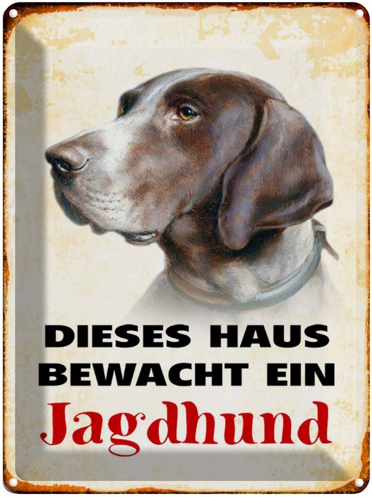 [LA-1790380] Blechschild 40x30 cm Hund dieses Haus bewacht ein Jagdhund