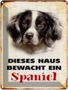 Blechschild 40x30 cm Hund dieses Haus bewacht ein Spaniel