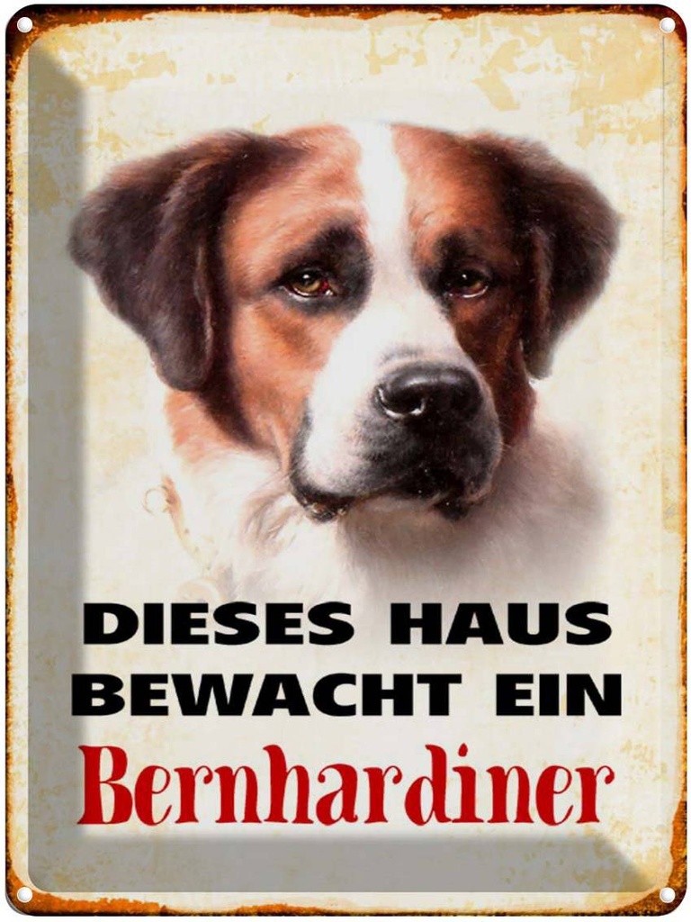 [LA-1790382] Blechschild 40x30 cm Hund dieses Haus bewacht Bernhardiner Amerika USA American Diner