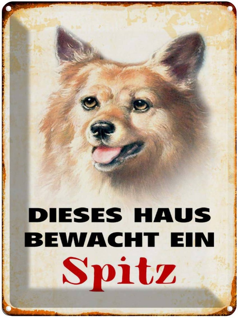 [LA-1790384] Blechschild 40x30 cm Hund dieses Haus bewacht ein Spitz