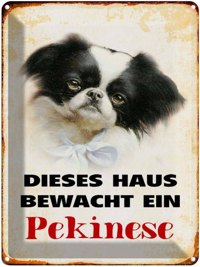 [LA-1790385] Blechschild 40x30 cm Hund dieses Haus bewacht ein Pekinese