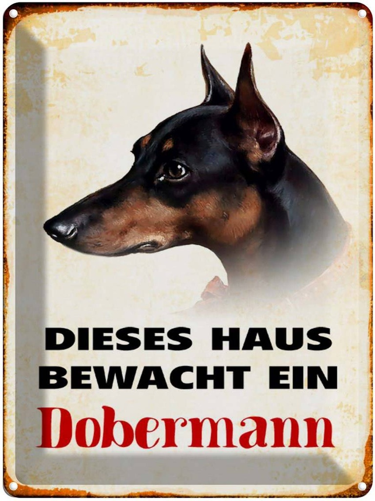[LA-1790386] Blechschild 40x30 cm Hund dieses Haus bewacht ein Dobermann