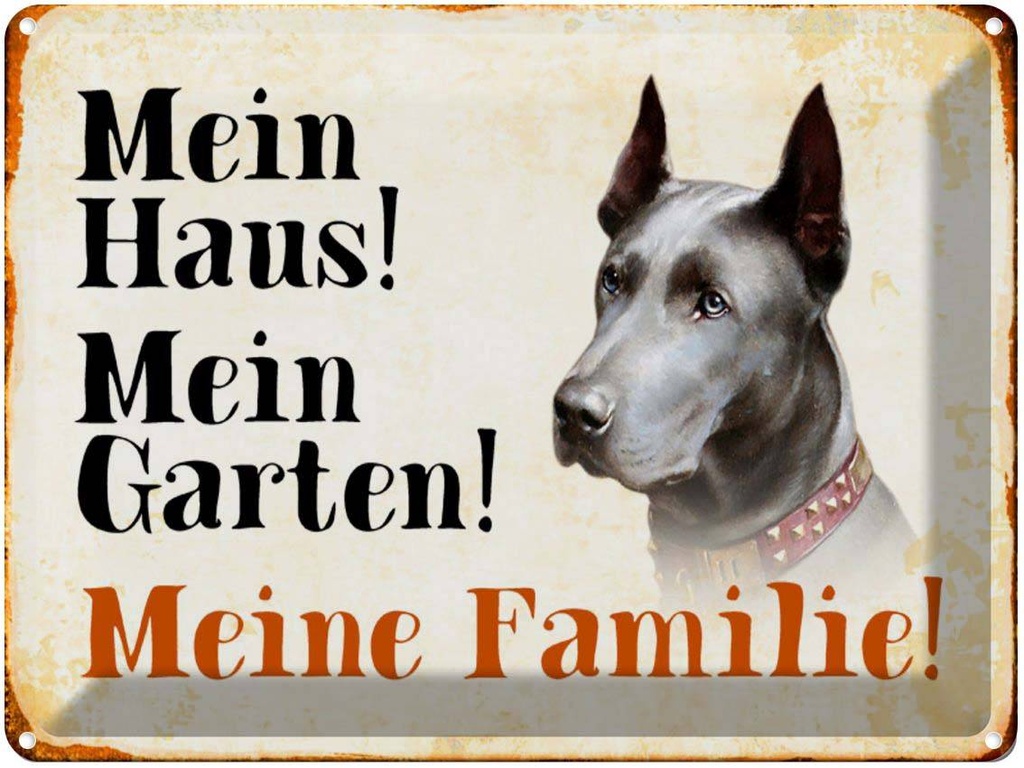 [LA-1790392] Blechschild 30x40 cm Hund Dobermann mein Haus Garten Familie