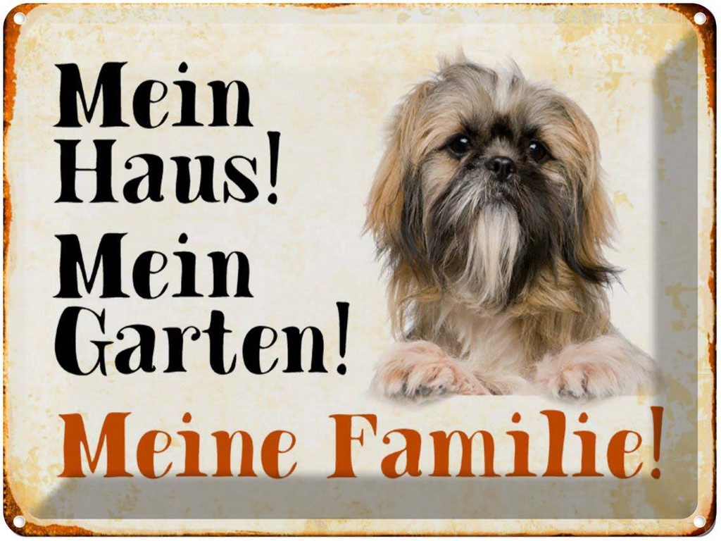 [LA-1790394] Blechschild 30x40 cm Hund Pekinese mein Haus Garten Familie