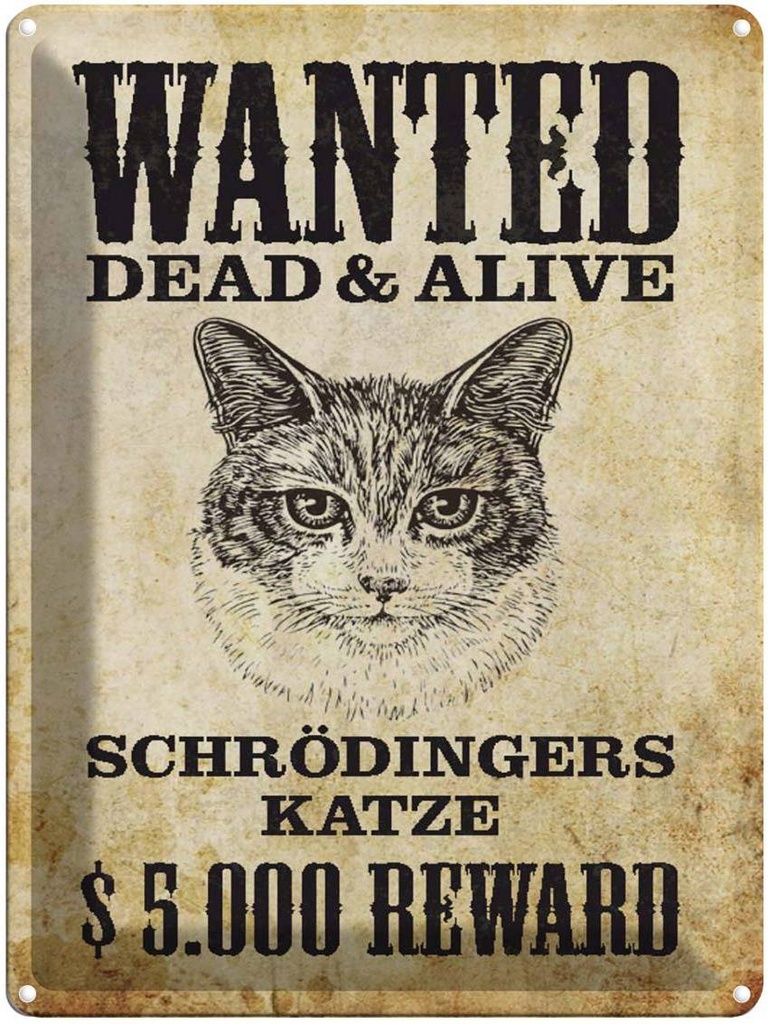 Blechschild 40x30 cm Tiere wanted Schrödingers Katze