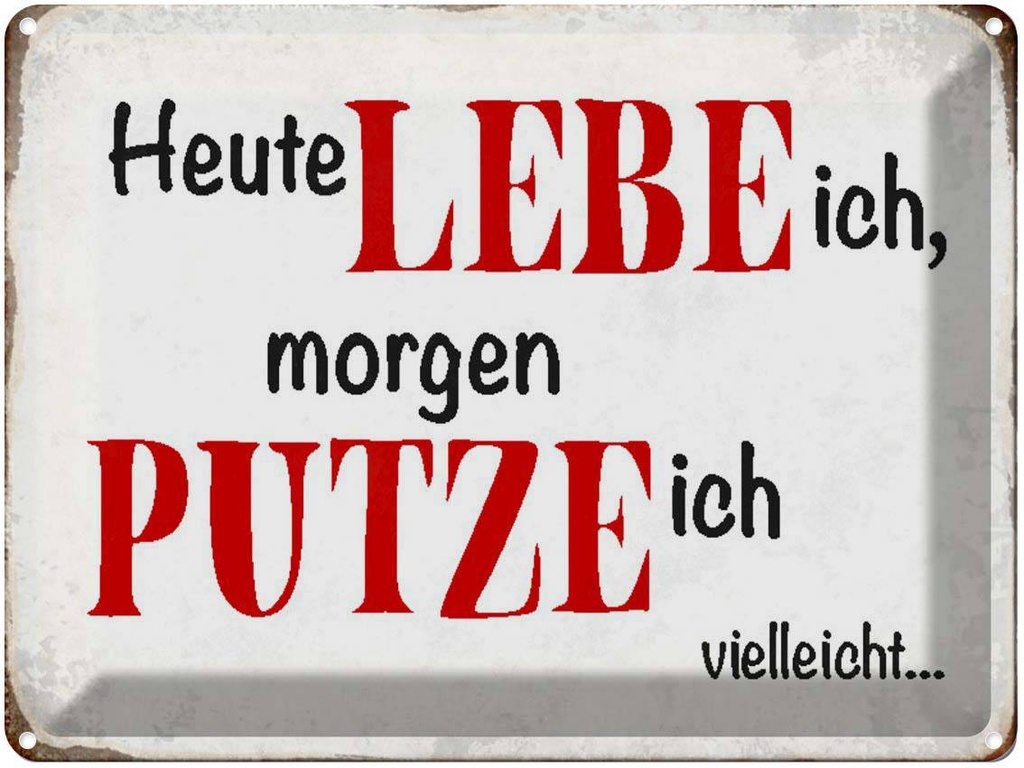 [LA-1790429] Blechschild 30x40 cm heute lebe ich morgen putze Spruch Zitat
