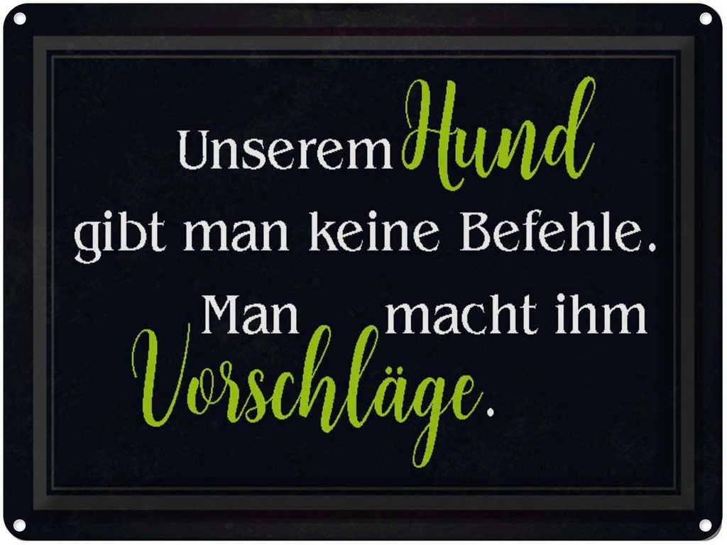 [LA-1790446] Blechschild 30x40 cm Hund keine Befehle Vorschläge