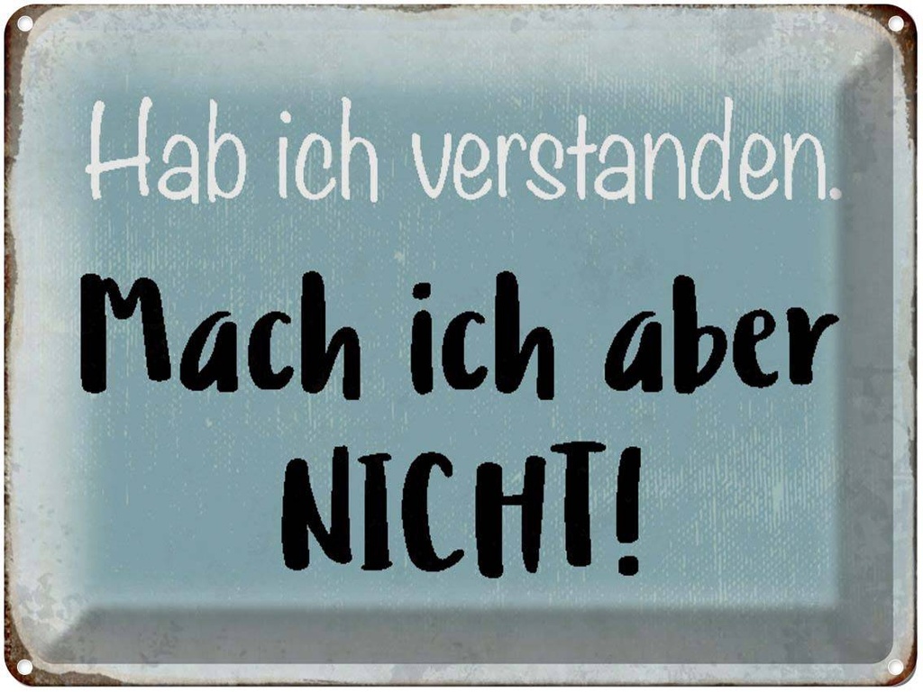 [LA-1790459] Blechschild 30x40 cm habe ich verstanden mache nicht Spruch Zitat