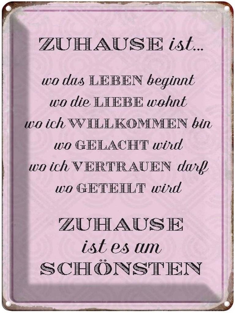 [LA-1790475] Blechschild 40x30 cm Zuhause ist es am schönsten Spruch Zitat