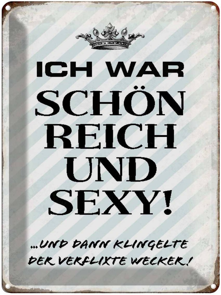 [LA-1790480] Blechschild 40x30 cm ich war schön reich dann Wecker Spruch Zitat