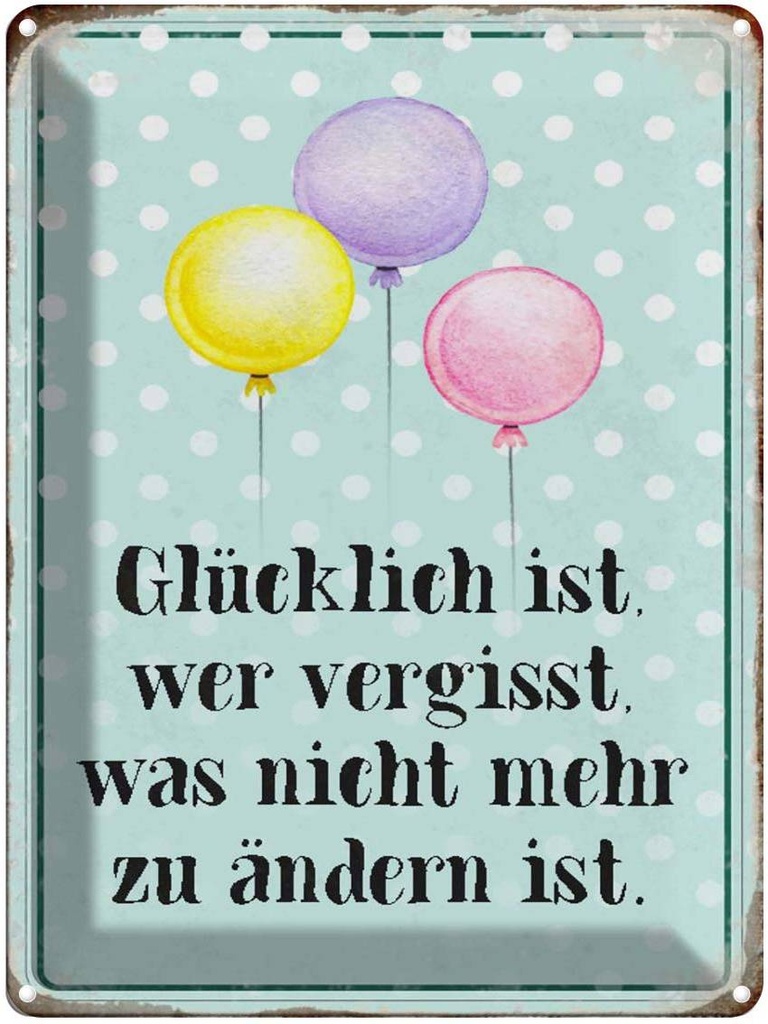 [LA-1790482] Blechschild 40x30 cm glücklich ist wer vergisst was Spruch Zitat