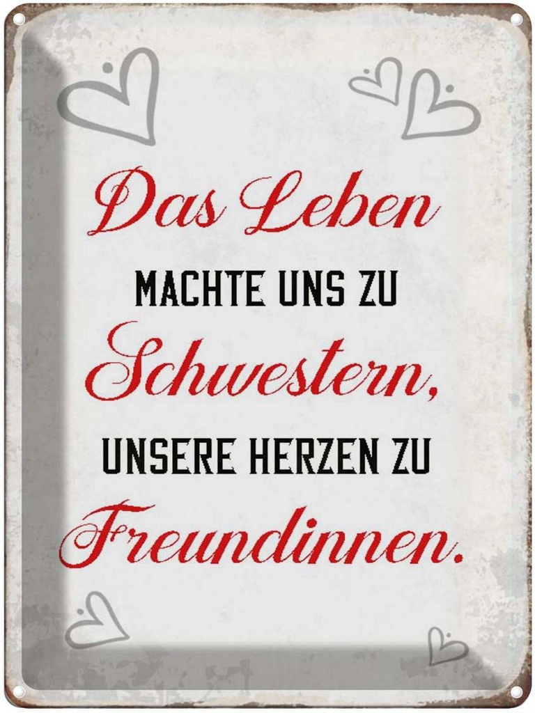 [LA-1790484] Blechschild 40x30 cm Leben machte uns zu Schwestern Spruch Zitat