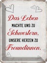 Blechschild 40x30 cm Leben machte uns zu Schwestern Spruch Zitat