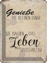 Blechschild 40x30 cm genieße kleine Dinge Leben Spruch Zitat