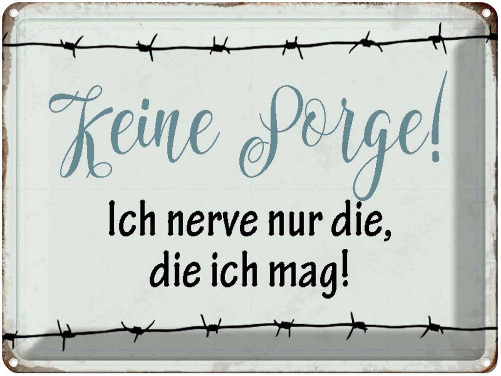 [LA-1790506] Blechschild 30x40 cm keine Sorge ich nerve nur die mag Spruch Zitat