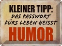 Blechschild 30x40 cm kleiner Tipp das Passwort Humor Spruch Zitat