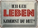 Blechschild 30x40 cm geh leben kommst du mit Retro Spruch Zitat