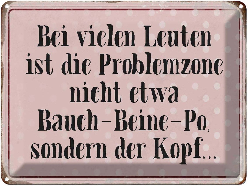 [LA-1790540] Blechschild 30x40 cm Problemzone ist der Kopf Retro Spruch Zitat