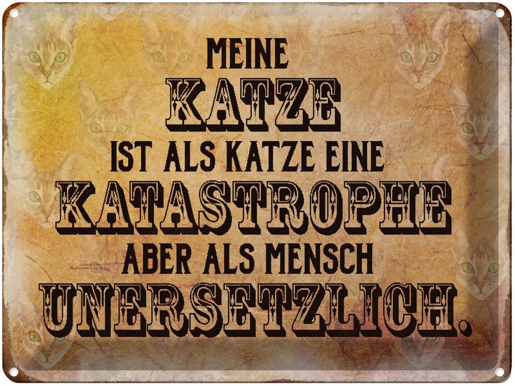 [LA-1790546] Blechschild 30x40 cm meine Katze ist eine Katastrophe