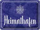 Blechschild 30x40 cm Heimathafen Kompass Anker Spruch Zitat